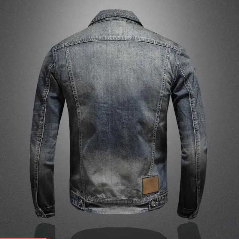Klassisk denimjakke med lynlås til mænd